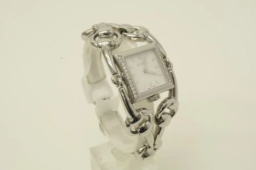 AUTHENTIC GUCCI SIGNORIA WATCH HORSEBIT STAINLESS STEEL 24MM RHINESTONE 116.3 (1 of 2)