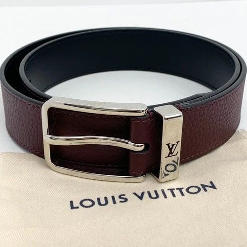 AUTHENTIC LOUIS VUITTON LEATHER BELT LV LOGO SILVER SP BUCKLE CLOTHING ACCESSORY: AUTHENTIC LOUIS VUITTON LEATHER BELT LV LOGO SILVER SP BUCKLE CLOTHING ACCESSORY AUTHENTIC LOUIS VUITTON LEATHER BELT LV LOGO SILVER SP BUCKLE CLOTHING ACCESSORY