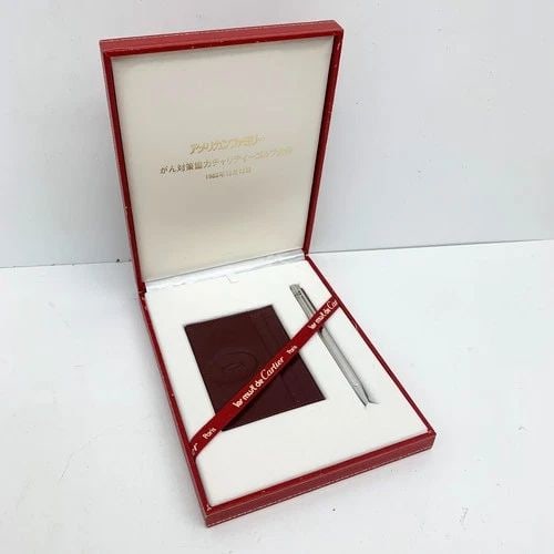 AUTHENTIC MUST DE CARTIER BALLPOINT PEN & BOOK SILVER TRINITY OFFICE COLLECTIBLE (1 of 2)