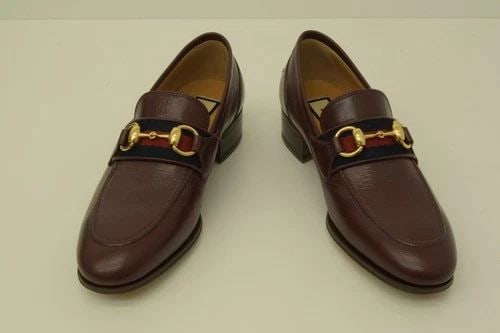 AUTHENTIC GUCCI SYLVIE STRIPE HORESBIT LOAFERS LEATHER BURGUNDY SHOES 36 (1 of 2)