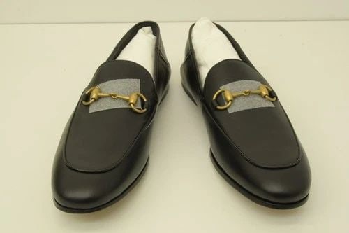 AUTHENTIC GUCCI BLACK LEATHER GOLD PLATED CLASSIC HORESBIT LOAFERS SHOES 9 (1 of 2)