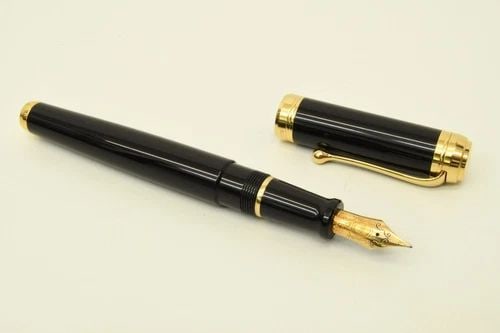 AUTHENTIC AURORA FOUNTAIN PEN 18K GOLD BLACK LACQUER DESK COLLECTIBLE (1 of 2)