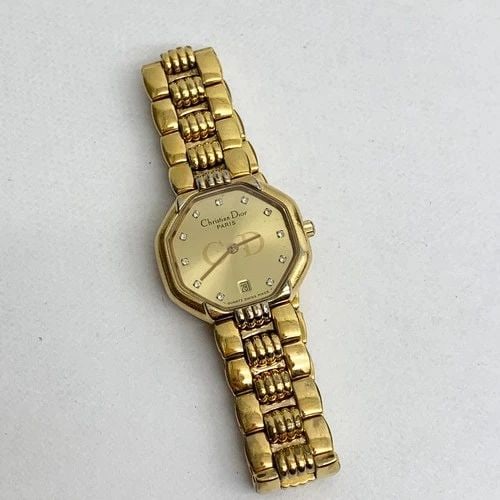 AUTHENTIC CHRISTIAN DIOR GP 25MM GOLD WATCH 48.153 OCTAGON GEM WRISTWATCH: AUTHENTIC CHRISTIAN DIOR GP 25MM GOLD WATCH 48.153 OCTAGON GEM WRISTWATCH AUTHENTIC CHRISTIAN DIOR GP 25MM GOLD WATCH 48.153 OCTAGON GEM WRISTWATCH 25mm Case Length: 15 cm Womens, Unisex Gold Plated M