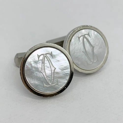 AUTHENTIC CARTIER STERLING SILVER 925 CUFFLINKS ROUND C DECOR LOGO ACCESSORIES: AUTHENTIC CARTIER STERLING SILVER 925 CUFFLINKS ROUND C DECOR LOGO ACCESSORIES AUTHENTIC CARTIER STERLING SILVER 925 CUFFLINKS ROUND C DECOR LOGO ACCESSORIES