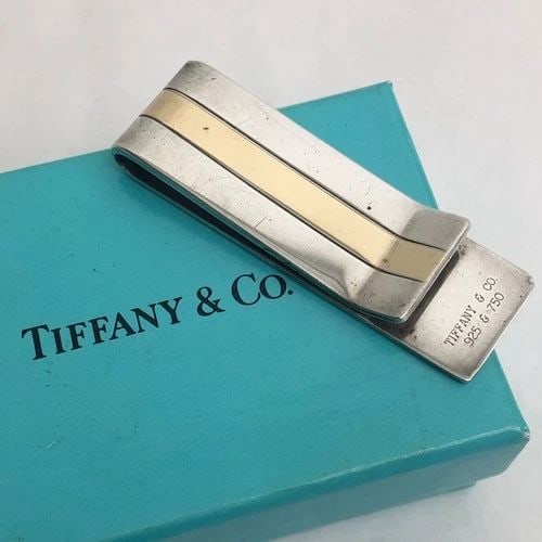 AUTHENTIC TIFFANY & CO. MONEY CLIP STERLING SILVER 925 GOLD GP STRIPE (1 of 2)