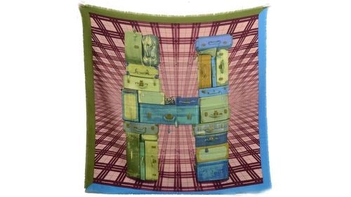 AUTHENTIC HERMES CASHMERE SCARF H EN VOYAGE ANAMORPHEE 90CM LUGGAGE WRAP 2009: AUTHENTIC HERMES CASHMERE SCARF H EN VOYAGE ANAMORPHEE 90CM LUGGAGE WRAP 2009 Authentic Hermes Cashmere Scarf H en Voyage Anamorphee 90cm Luggage Wrap 2009 AUTHENTIC HERMES CASHMERE SCARF H EN VOYAGE 