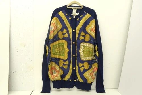 AUTHENTIC HERMES BLUE CARDIGAN LARGE BUTTON SHIRT LONG WOMENS CLOTHING (1 of 2)