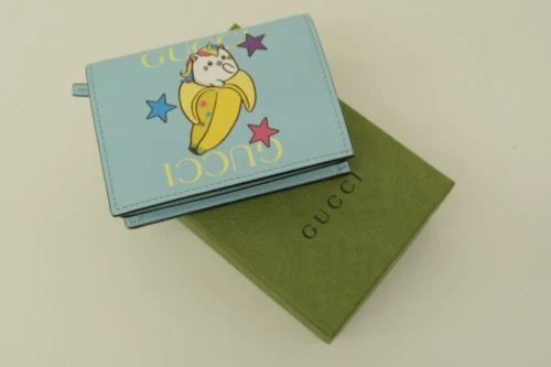 AUTHENTIC GUCCI BANANYA UNICORN STARS CLIP BIFOLD WALLET LEATHER ANIME CAT W BOX (1 of 2)