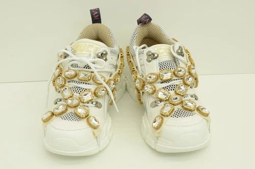 AUTHENTIC GUCCI SEGA FLASHTREK LADIES WHITE SNEAKERS STRETCH FAUX CRYSTAL SHOES (1 of 2)