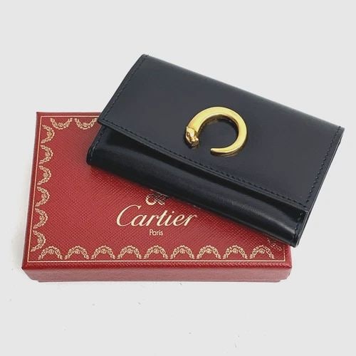AUTHENTIC CARTIER PANTAIL LEATHER WALLET CLIP FOLD KEY CARD RING GP HOLDER: AUTHENTIC CARTIER PANTAIL LEATHER WALLET CLIP FOLD KEY CARD RING GP HOLDER Authentic Cartier Pantail Leather Wallet Clip Fold Key Card Ring GP Holder Logo, Panther, Pantail Clip Closure, Key Ring Card