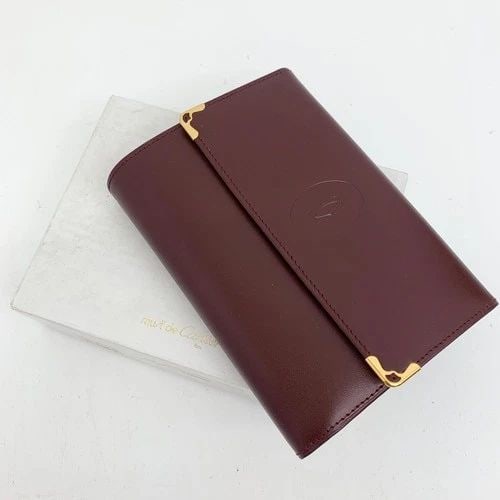 AUTHENTIC CARTIER BURGUNDY LEATHER MULTI FOLD CLIP WALLET LOGO GP VINTAGE CASE: AUTHENTIC CARTIER BURGUNDY LEATHER MULTI FOLD CLIP WALLET LOGO GP VINTAGE CASE AUTHENTIC CARTIER BURGUNDY LEATHER MULTI FOLD CLIP WALLET LOGO GP VINTAGE CASE