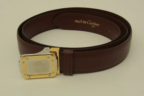 AUTHENTIC MUST DE CARTIER LEATHER BELT GALBEE STYLE SP GP LOGO BUCKLE BURGUNDY: AUTHENTIC MUST DE CARTIER LEATHER BELT GALBEE STYLE SP GP LOGO BUCKLE BURGUNDY Authentic Must de Cartier Leather Belt Galbee Style SP GP Logo Buckle Burgundy AUTHENTIC MUST DE CARTIER LEATHER BELT GAL