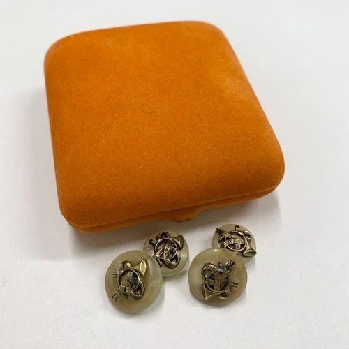AUTHENTIC HERMES HORN CUFFLINKS GOLD MUSIC CLOTHING ACCESSORIES (1 of 2)