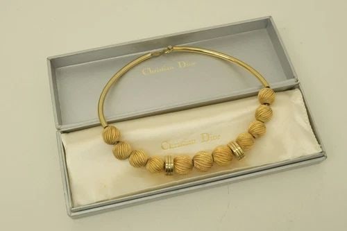 AUTHENTIC CHRISTIAN DIOR GOLD BAR YARN BALL NECKLACE GP ROUND LINK JEWELRY: AUTHENTIC CHRISTIAN DIOR GOLD BAR YARN BALL NECKLACE GP ROUND LINK JEWELRY Authentic Christian Dior Gold Bar Yarn Ball Necklace GP Round Link Jewelry Jewelry Accessory Ladies, Womens, Female Spring Ri