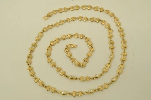 AUTHENTIC CHRISTIAN DIOR DOUBLE BAR RHINESTONE NECKLACE GP CHAIN JEWELRY (1 of 2)