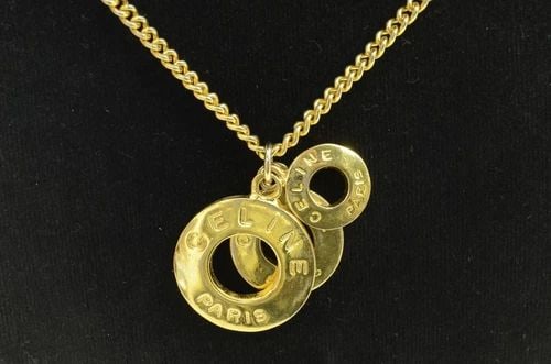 AUTHENTIC CELINE CIRCLE CHARM NECKLACE GP CHAIN LOOP EMBLEM SIGNATURE JEWELRY: AUTHENTIC CELINE CIRCLE CHARM NECKLACE GP CHAIN LOOP EMBLEM SIGNATURE JEWELRY Authentic Celine Circle Charm Necklace GP Chain Loop Emblem Signature Jewelry AUTHENTIC CELINE CIRCLE CHARM NECKLACE GP CH