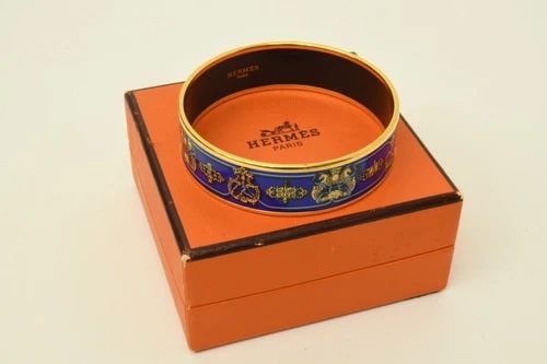 AUTHENTIC HERMES GP BRACELET CUFF VINTAGE ENAMEL BANGLE BLUE AUSTRIA GOLD PLATED: AUTHENTIC HERMES GP BRACELET CUFF VINTAGE ENAMEL BANGLE BLUE AUSTRIA GOLD PLATED Authentic Hermes GP Bracelet Cuff Vintage Enamel Bangle Blue Austria Gold Plated Authentic Hermes GP Bracelet Cuff Vint