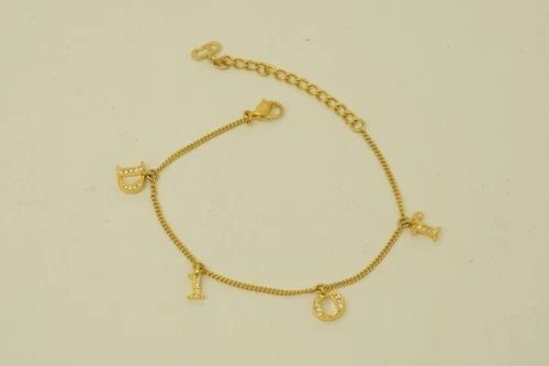 AUTHENTIC CHRISTIAN DIOR LETTERS BRACELET GP CHARM RHINESTONE JEWELRY ACCESSORY: AUTHENTIC CHRISTIAN DIOR LETTERS BRACELET GP CHARM RHINESTONE JEWELRY ACCESSORY Authentic Christian Dior Letters Bracelet GP Charm Rhinestone Jewelry Accessory Christian Dior Jewelry Accessory Ladies,