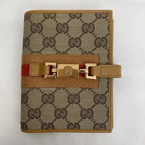 AUTHENTIC GUCCI CLASSIC LOGO LEATHER CANVAS AGENDA BOOK HOME DESK ORGANIZER (1 of 2)