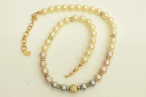 AUTHENTIC CHRISTIAN DIOR FAUX PEARL SILVER BEADED GP NECKLACE JEWELRY ACCESSORY: AUTHENTIC CHRISTIAN DIOR FAUX PEARL SILVER BEADED GP NECKLACE JEWELRY ACCESSORY Authentic Christian Dior Faux Pearl Silver Beaded GP Necklace Jewelry Accessory Authentic Christian Dior Faux Pearl Silv