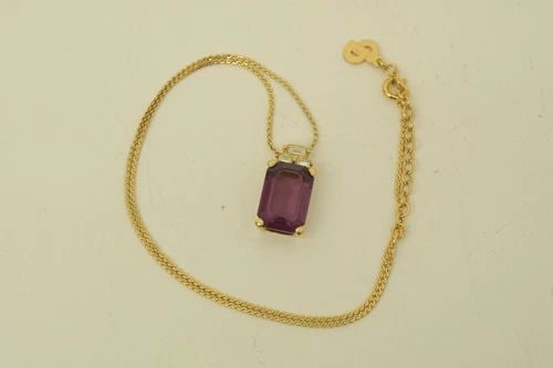AUTHENTIC CHRISTIAN DIOR FAUX GEMSTONE NECKLACE GP CHAIN JEWELRY ACCESSORY (1 of 2)
