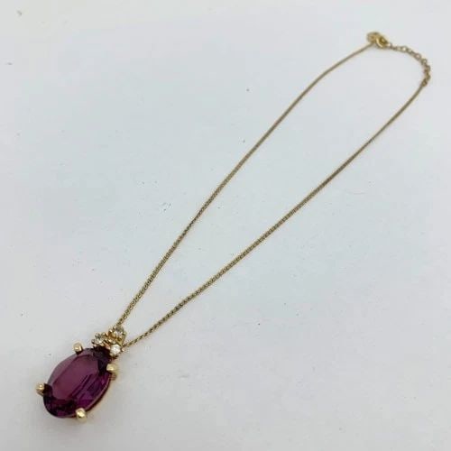 AUTHENTIC CHRISTIAN DIOR OVAL FAUX GEMSTONE NECKLACE GP CHAIN JEWELRY ACCESSORY (1 of 2)