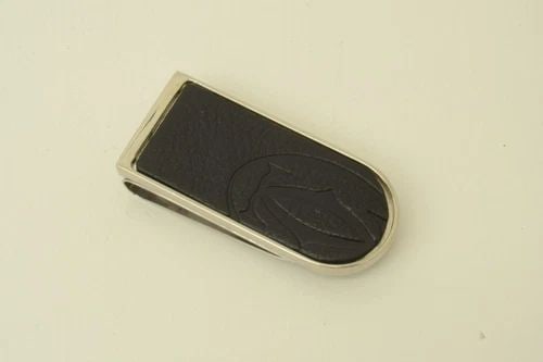 AUTHENTIC CARTIER DOUBLE C DECOR LOGO MONEY CLIP SS BLACK LEATHER ACCESSORY: AUTHENTIC CARTIER DOUBLE C DECOR LOGO MONEY CLIP SS BLACK LEATHER ACCESSORY Authentic Cartier Double C Decor Logo Money Clip SS Black Leather Accessory Authentic Cartier Double C Decor Logo Money Clip