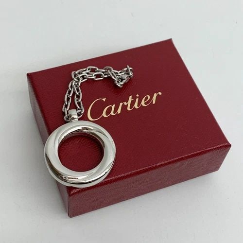 AUTHENTIC CARTIER SP LETTER ROUND RING SILVER PLATED KEYCHAIN ACCESSORY CHARM (1 of 2)