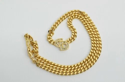 AUTHENTIC CHRISTIAN DIOR NECKLACE CD LOGO THICK CHAIN GP RHINESTONE CHARM CHAIN: AUTHENTIC CHRISTIAN DIOR NECKLACE CD LOGO THICK CHAIN GP RHINESTONE CHARM CHAIN Authentic Christian Dior Necklace CD Logo Thick Chain GP Rhinestone Charm Chain AUTHENTIC CHRISTIAN DIOR NECKLACE CD LOG