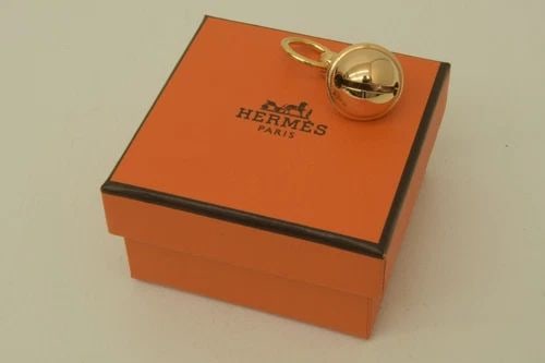 AUTHENTIC HERMES YELLOW ROSE GOLD PLATED KEYCHAIN CHARM DANGLE JINGLE ACCESSORY (1 of 2)