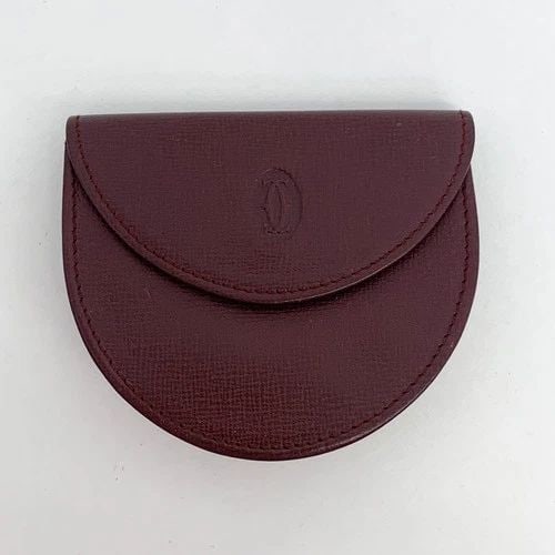AUTHENTIC CARTIER BURGUNDY WALLET LEATHER DECOR LOGO CLASSIC COIN CASE POUCH 2 (1 of 2)