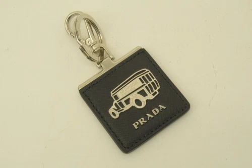 AUTHENTIC PRADA LEATHER KEYCHAIN SP CAR LOGO SILVER DANGLE BAG ACCESSORY (1 of 2)
