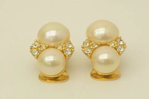 AUTHENTIC CHRISTIAN DIOR CLIP ON EARRINGS FAUX PEARL GP RHINESTONE CHIC JEWELRY: AUTHENTIC CHRISTIAN DIOR CLIP ON EARRINGS FAUX PEARL GP RHINESTONE CHIC JEWELRY Authentic Christian Dior Clip On Earrings Faux Pearl GP Rhinestone Chic Jewelry Jewelry Accessories Ladies, Womens, Fema