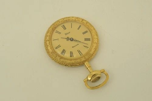 AUTHENTIC CHRISTIAN DIOR GP POCKET WATCH GOLD ROMAN NUMERAL DIAL VTG COLLETIBLE: AUTHENTIC CHRISTIAN DIOR GP POCKET WATCH GOLD ROMAN NUMERAL DIAL VTG COLLETIBLE Authentic Christian Dior GP Pocket Watch Gold Roman Numeral Dial VTG Colletible Dior, Bulova Pocket Watch Unisex Gold Pl