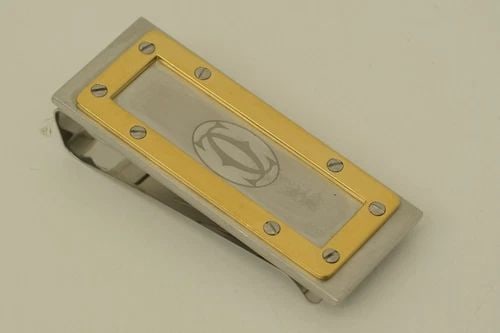 AUTHENTIC CARTIER DOUBLE DECOR LOGO MONEY CLIP GOLD BORDER SP SILVER ACCESSORY: AUTHENTIC CARTIER DOUBLE DECOR LOGO MONEY CLIP GOLD BORDER SP SILVER ACCESSORY Authentic Cartier Double Decor Logo Money Clip Gold Border SP Silver Accessory Cartier Decor Logo, Classic, Signature Mon