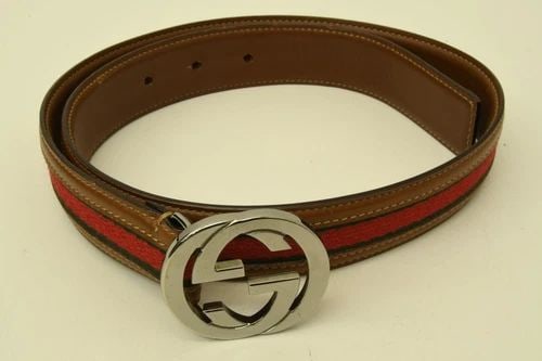 AUTHENTIC GUCCI DOUBLE G BUCKLE BELT WEB STRIPE BROWN LEATHER SP LOGO ACCESSORY: AUTHENTIC GUCCI DOUBLE G BUCKLE BELT WEB STRIPE BROWN LEATHER SP LOGO ACCESSORY Authentic Gucci Double G Buckle Belt Web Stripe Brown Leather SP Logo Accessory Authentic Gucci Double G Buckle Belt Web