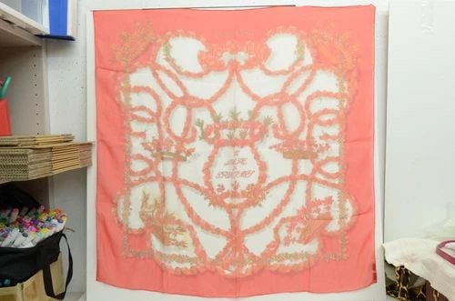 AUTHENTIC HERMES VINTAGE 100% SILK SCARF CHIFFON SACRE DU PRINTEMPS D'ORIGNY RED: AUTHENTIC HERMES VINTAGE 100% SILK SCARF CHIFFON SACRE DU PRINTEMPS D'ORIGNY RED Authentic Hermes Vintage 100% Silk Scarf Chiffon Sacre du Printemps d'Origny Red AUTHENTIC HERMES VINTAGE 100% SILK SCA