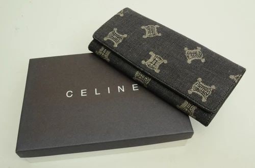 AUTHENTIC CELINE DENIM CLUTCH WALLET SIGNATURE LOGO CLUTCH ACCESSORY ORGANIZER (1 of 2)