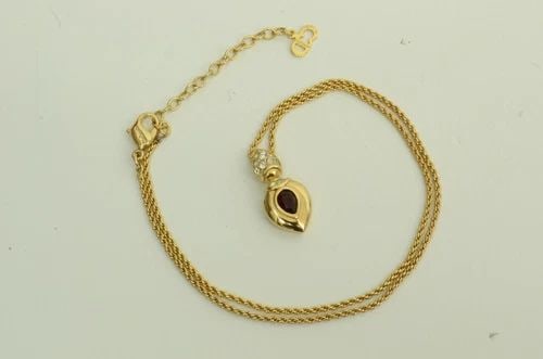 AUTHENTIC CHRISTIAN DIOR VINTAGE NECKLACE GP ARROW OVAL RHINESTONE RUBY JEWELRY: AUTHENTIC CHRISTIAN DIOR VINTAGE NECKLACE GP ARROW OVAL RHINESTONE RUBY JEWELRY Authentic Christian Dior Vintage Necklace GP Arrow Oval Rhinestone Ruby Jewelry AUTHENTIC CHRISTIAN DIOR VINTAGE NECKLAC