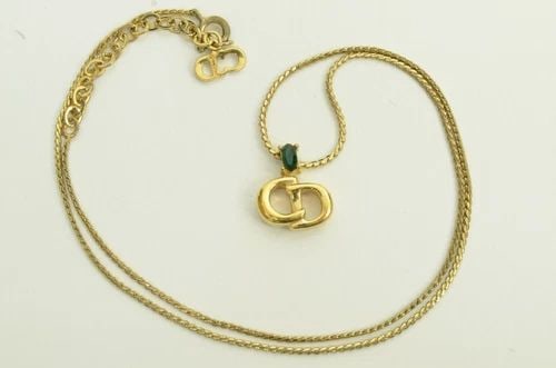 AUTHENTIC CHRISTIAN DIOR NECKLACE CD LOGO SIGNATURE GP EMERALD GEMSTONE CHARM: AUTHENTIC CHRISTIAN DIOR NECKLACE CD LOGO SIGNATURE GP EMERALD GEMSTONE CHARM Authentic Christian Dior Necklace CD Logo Signature GP Emerald Gemstone Charm AUTHENTIC CHRISTIAN DIOR NECKLACE CD LOGO SI