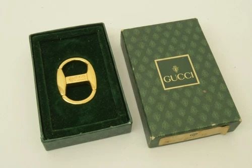 AUTHENTIC GUCCI TWIST DOUBLE LOOP GOLD PLATED CHARM WEIGHT KEYCHAIN JEWELRY (1 of 2)