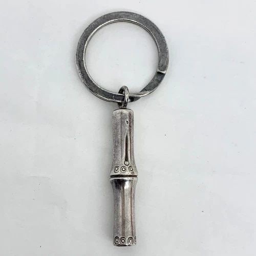 AUTHENTIC GUCCI VINTAGE STERLING SILVER BAMBOO CHARM KEYCHAIN JEWELRY ACCESSORY (1 of 2)