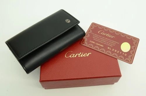 AUTHENTIC CARTIER 6 KEY RING VINTAGE LEATHER WALLET C DECOR LOGO W BOX & CARD 2: AUTHENTIC CARTIER 6 KEY RING VINTAGE LEATHER WALLET C DECOR LOGO W BOX & CARD 2 Authentic Cartier 6 Key Ring Vintage Leather Wallet C Decor Logo w Box & Card 2 AUTHENTIC CARTIER 6 KEY RING VINTAGE LEA