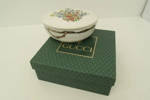 AUTHENTIC GUCCI PORCELAIN FLORAL WHITE TRAY WEB STRIPE EQUESTRIAN GG LOGO DISH (1 of 2)