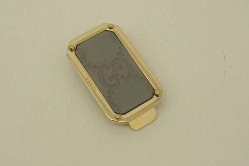 AUTHENTIC GUCCI LEATHER LOGO GRAY GUCCISSIMA MONEY CLIP SILVER PLATED ACCESSORY (1 of 2)