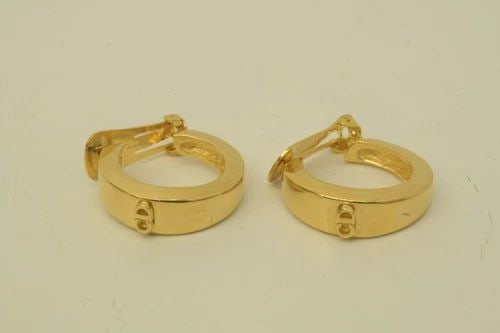 AUTHENTIC CHRISTIAN DIOR CLIP ON EARRINGS CRESCENT GP LOGO JEWELRY ACCESSORIES (1 of 2)
