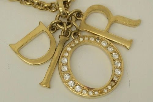 AUTHENTIC CHRISTIAN DIOR LARGE O LETTER CHARM NECKLACE GP LOGO RHINESTONE: AUTHENTIC CHRISTIAN DIOR LARGE O LETTER CHARM NECKLACE GP LOGO RHINESTONE Authentic Christian Dior Large O Letter Charm Necklace GP Logo Rhinestone Authentic Christian Dior Large O Letter Charm Neckla