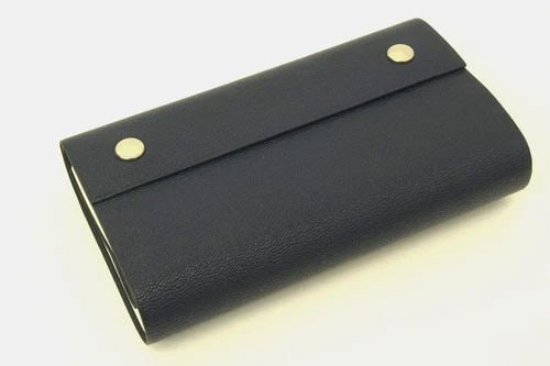 AUTHENTIC DARK NAVY LEATHER BOOKLET RING FOLD CLIP PLANNER DESK OFFICE ACCESSORY (1 of 2)