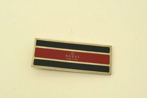 AUTHENTIC GUCCI DARK GREEN WEB STRIPE MONEY CLIP SILVER PLATED ACCESSORY SP (1 of 2)