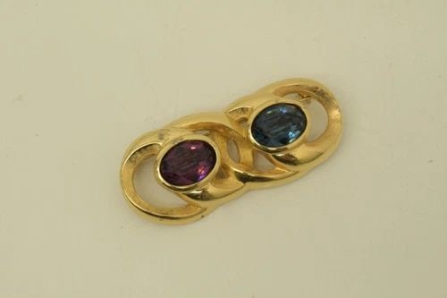 AUTHENTIC CHRISTIAN DIOR OVAL LINK BROOCH GP FAUX GEMSTONE BLUE PINK JEWELRY: AUTHENTIC CHRISTIAN DIOR OVAL LINK BROOCH GP FAUX GEMSTONE BLUE PINK JEWELRY Authentic Christian Dior Oval Link Brooch GP Faux Gemstone Blue Pink Jewelry Jewelry AccessoryLadies, Womens, Female Brooch